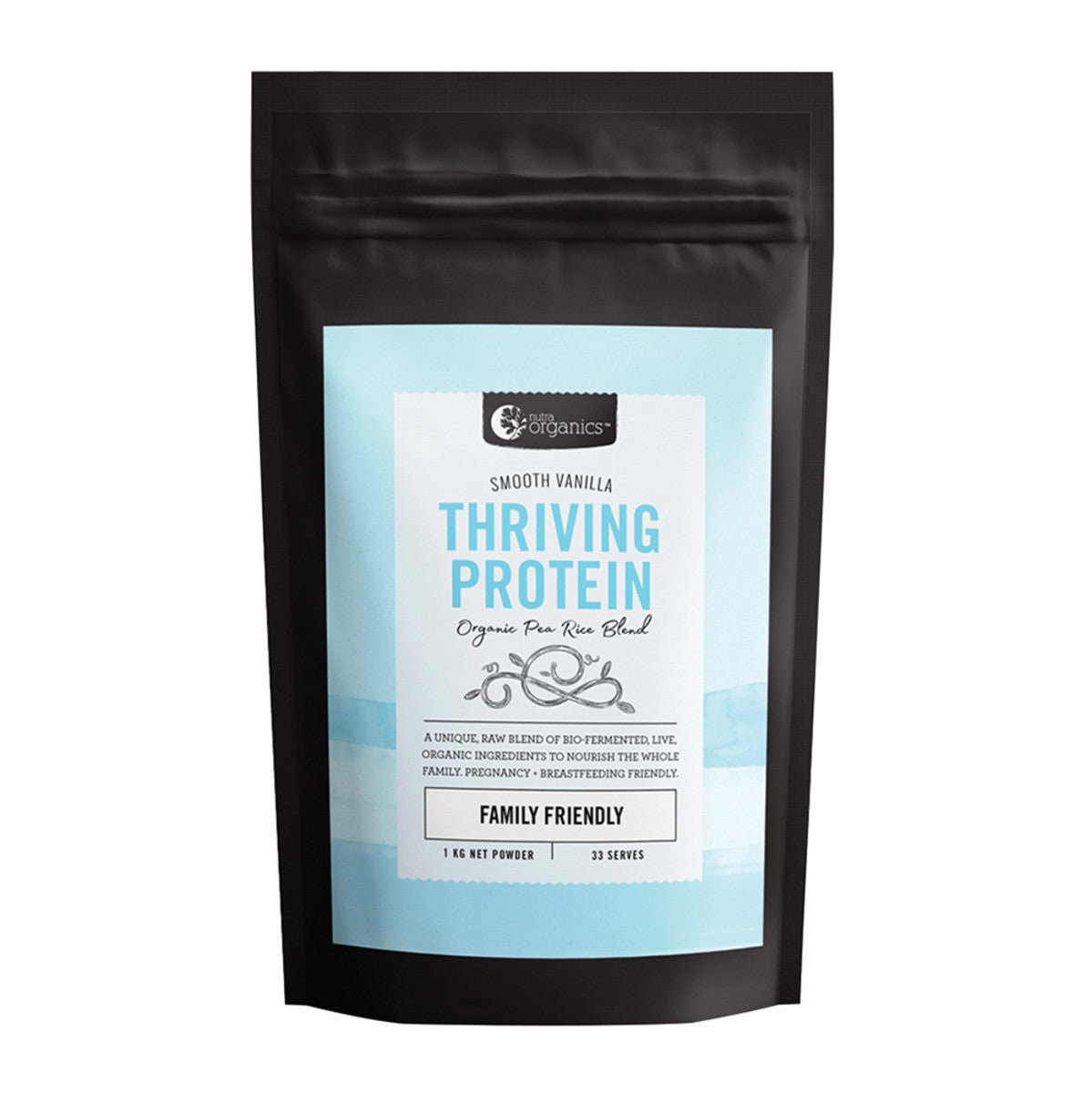 image of Nutra Organics Thriving Protein Smooth Vanilla 1kg on white background 