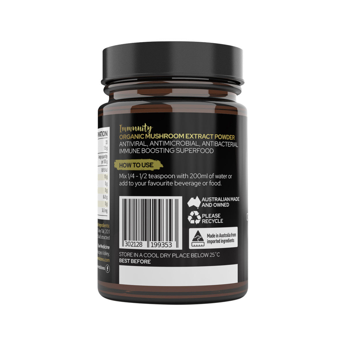 image of Raw Medicine Organic Mushroom Extract Immunity 50g on white background