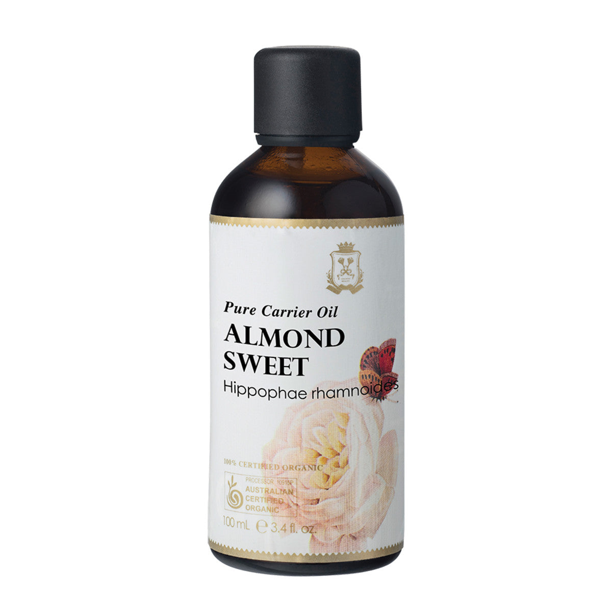 image of Ausganica 100% Certified Organic Pure Carrier Oil Almond Sweet 100ml on white background
