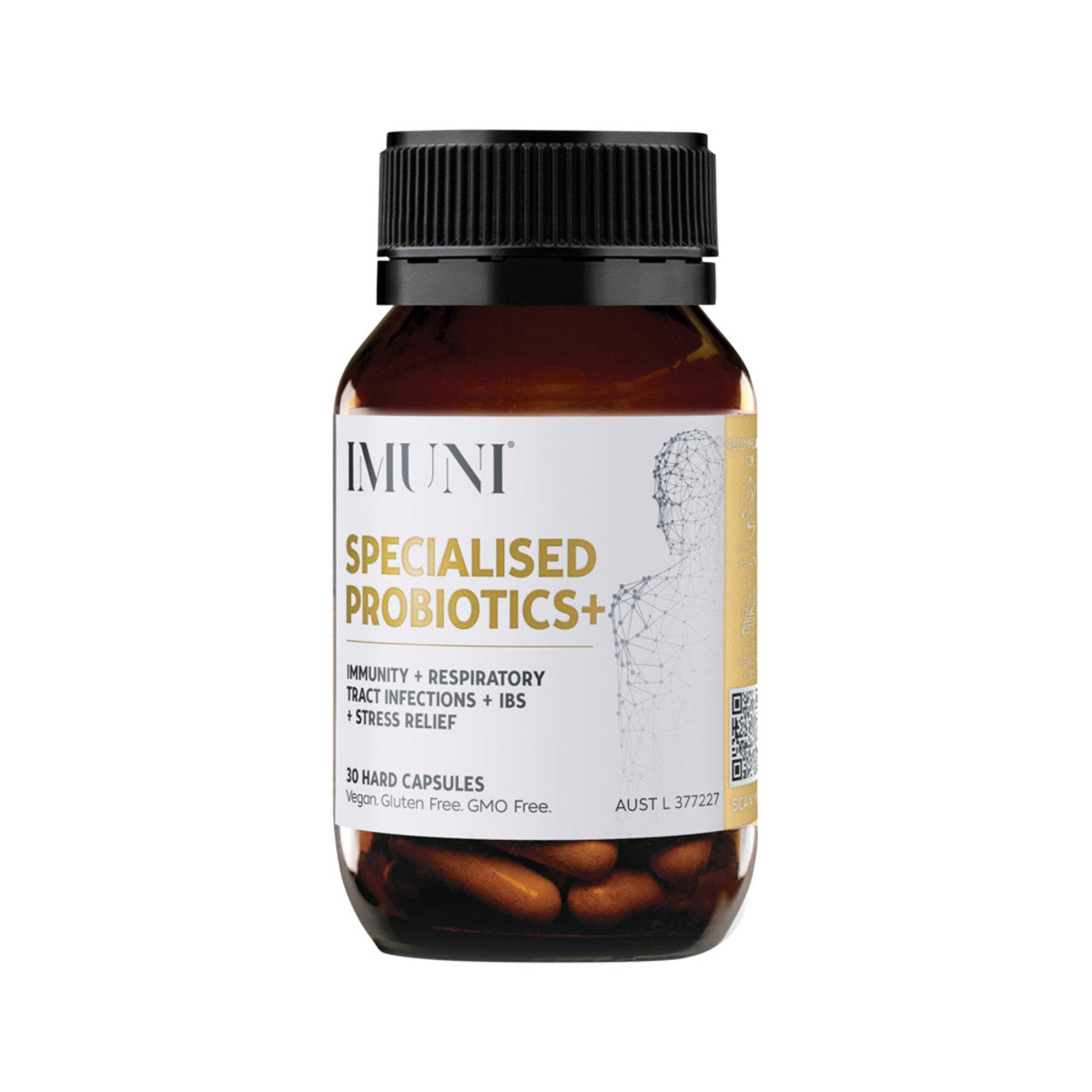 image of IMUNI Specialised Probiotics+ 30c on white background 