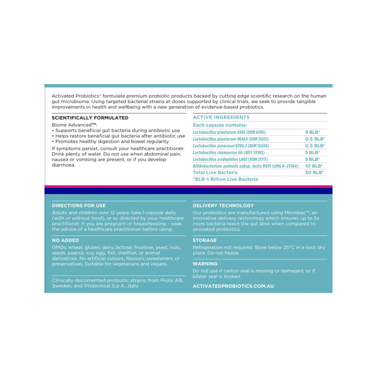 image of Activated Probiotics Biome Acne Probiotic 30vc on white background
