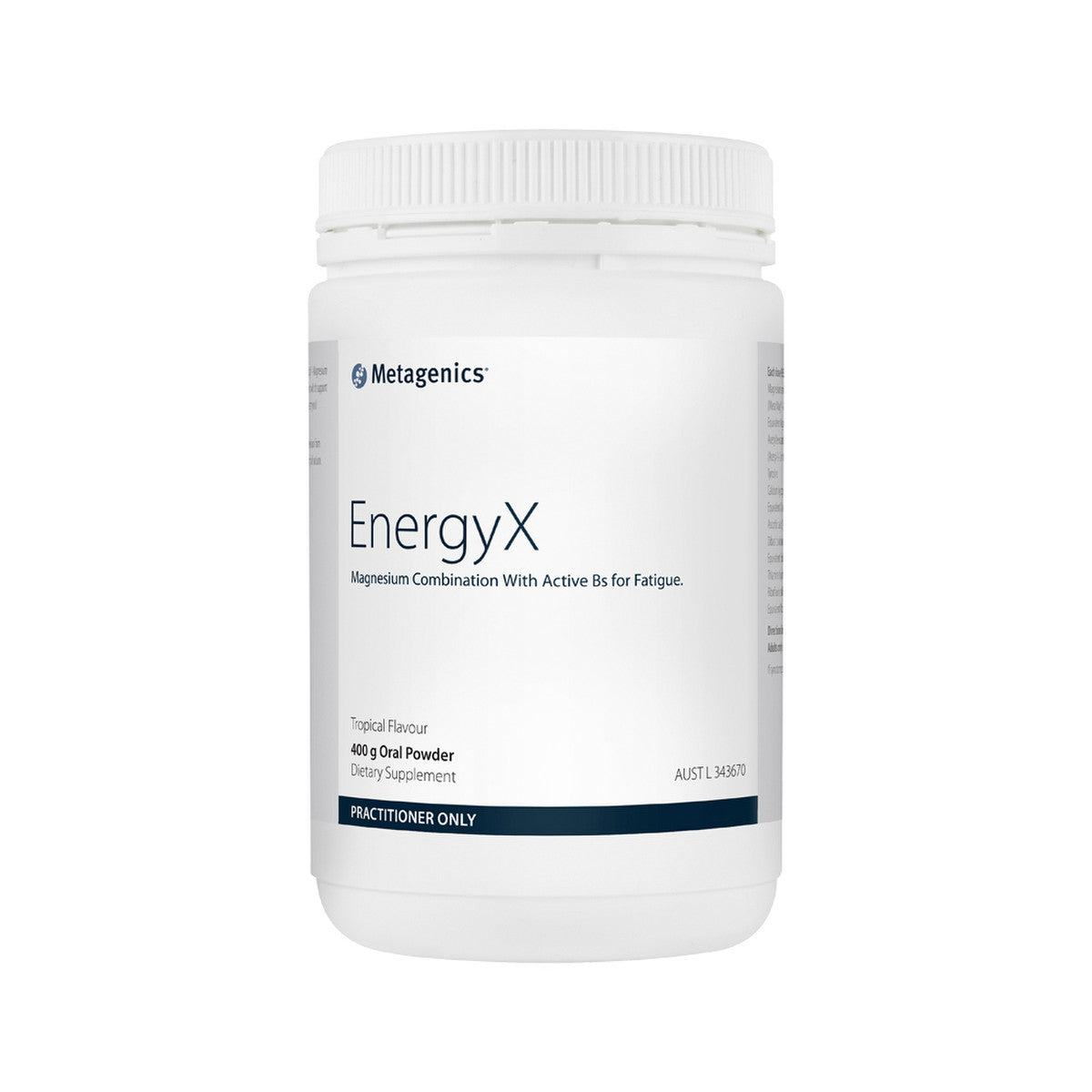 image of Metagenics EnergyX Tropical Oral Powder 400g on white background