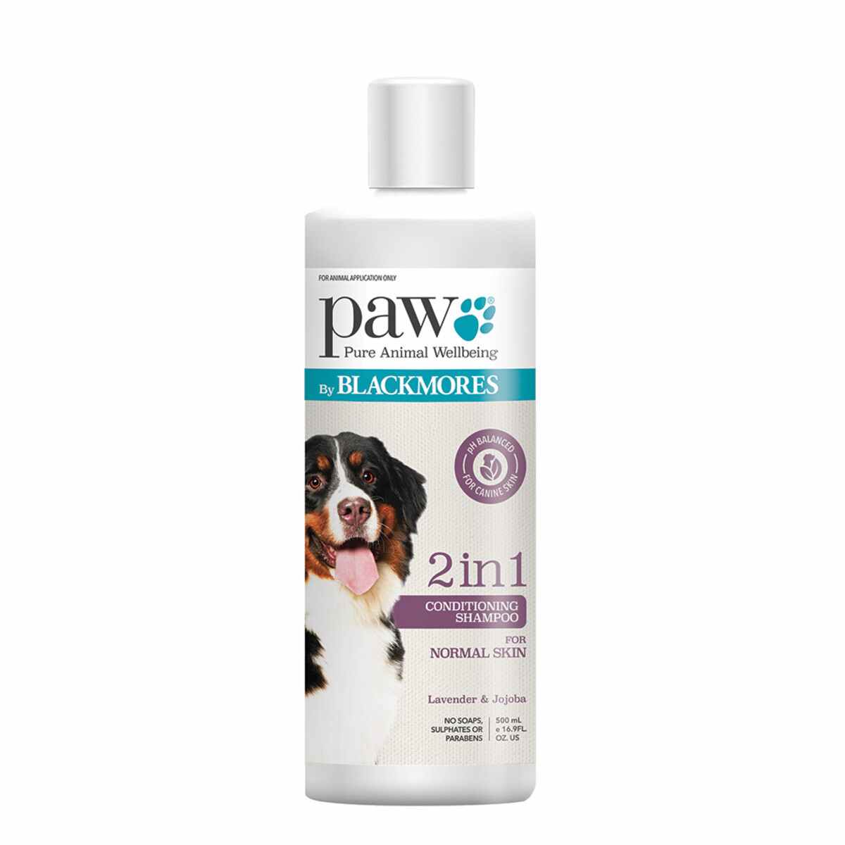 image of PAW By Blackmores Conditioning Shampoo 2in1 (Lavender & Jojoba) 500ml on white background