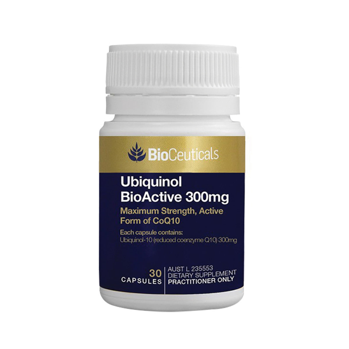 image of BioCeuticals Ubiquinol BioActive 300mg 30c on white  background 