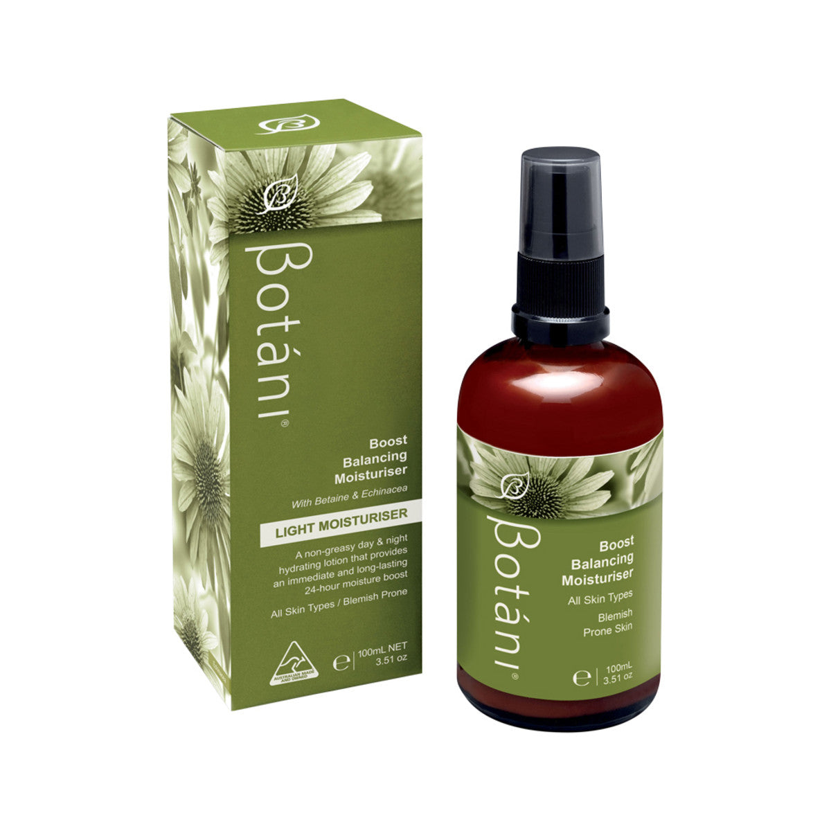 image of Botani Boost Balancing Moisturiser (Light Moisturiser) 100ml on white background 