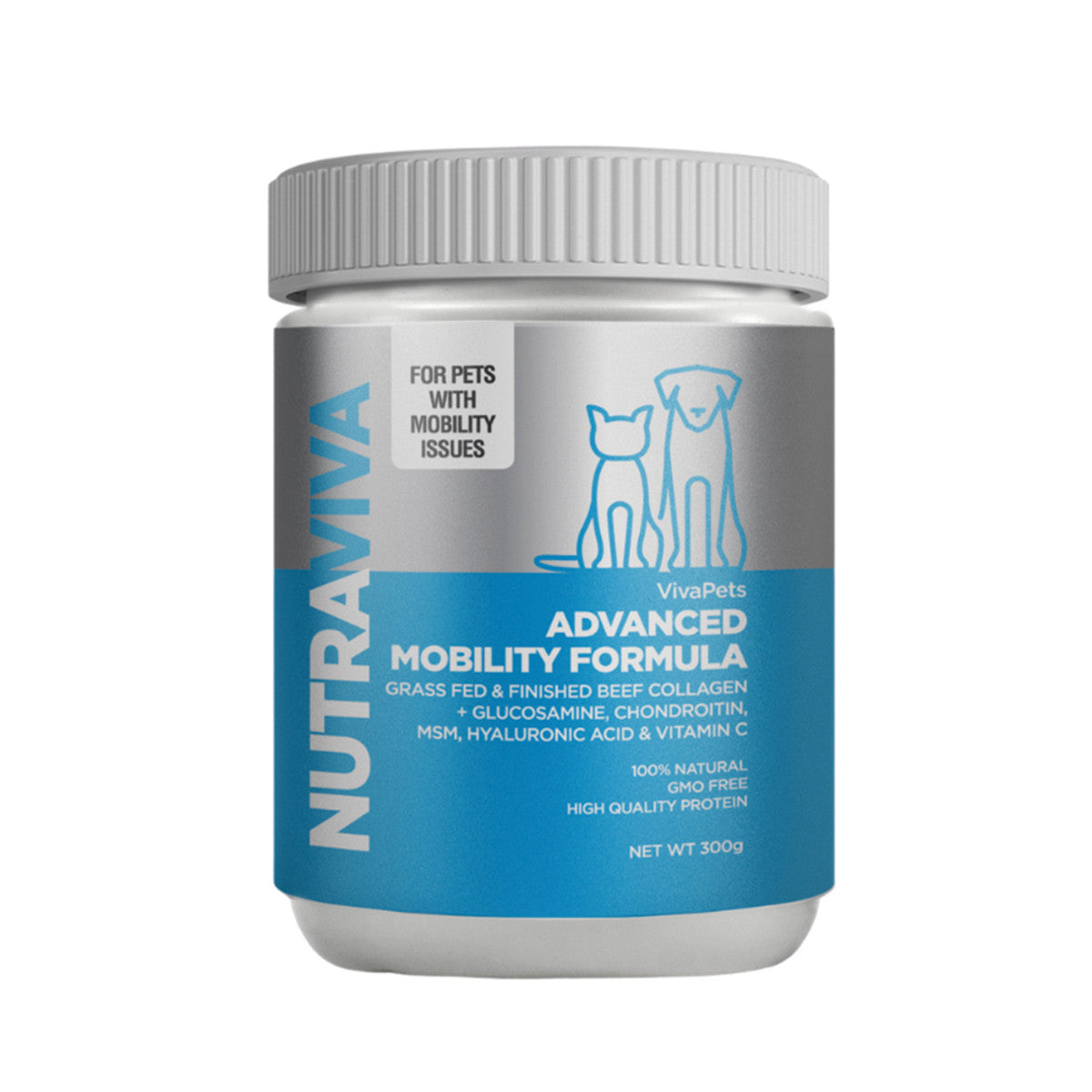 image of NutraViva VivaPets Advanced Mobility Formula 300g on white background 
