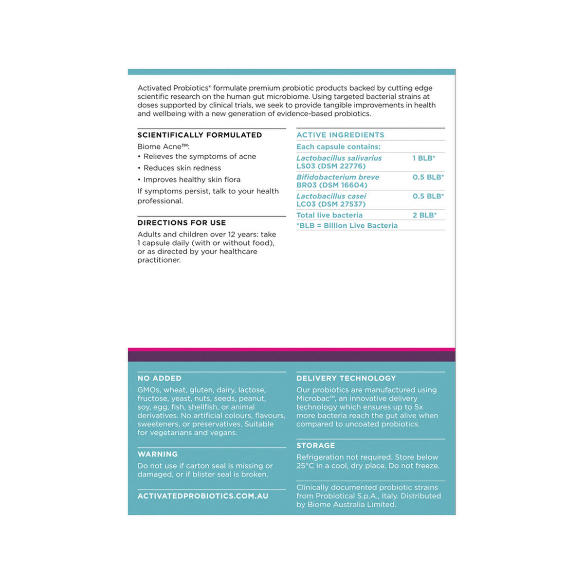 image of Activated Probiotics Biome Advanced Probiotic 10vc on white background