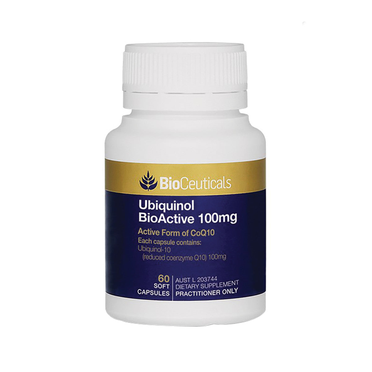 image of BioCeuticals Ubiquinol BioActive 100mg 60c on white background 
