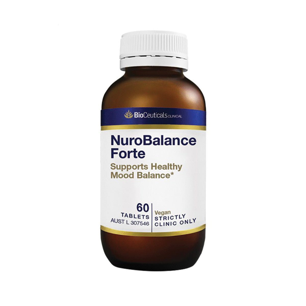 image of BioCeuticals Clinical NuroBalance Forte 60t on white background 