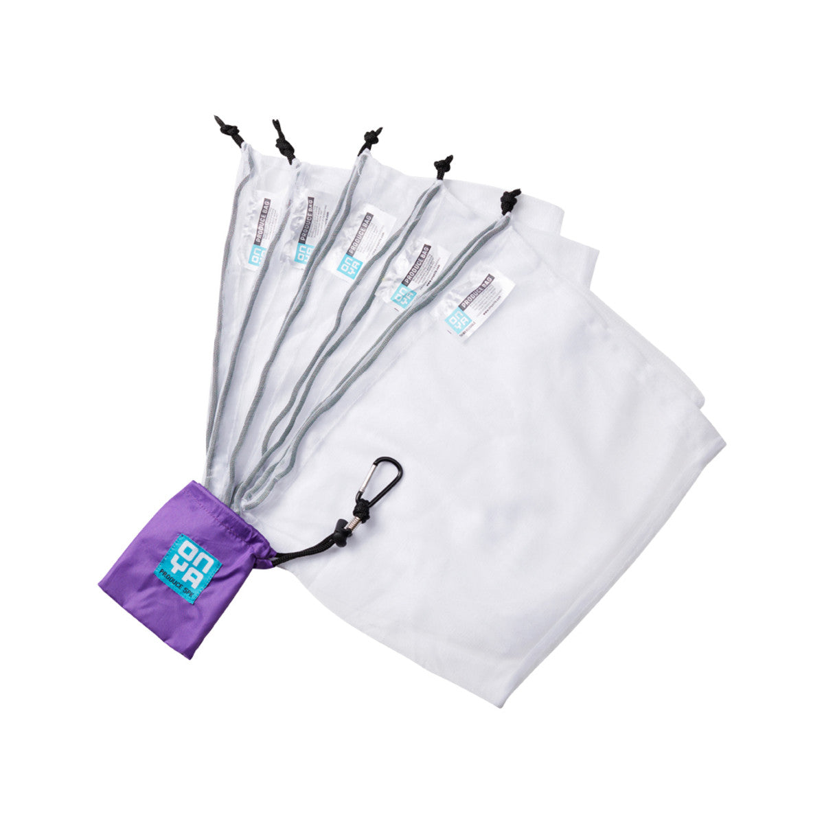image of Onya Reusable Produce Bags Purple x 5 pack on white background 