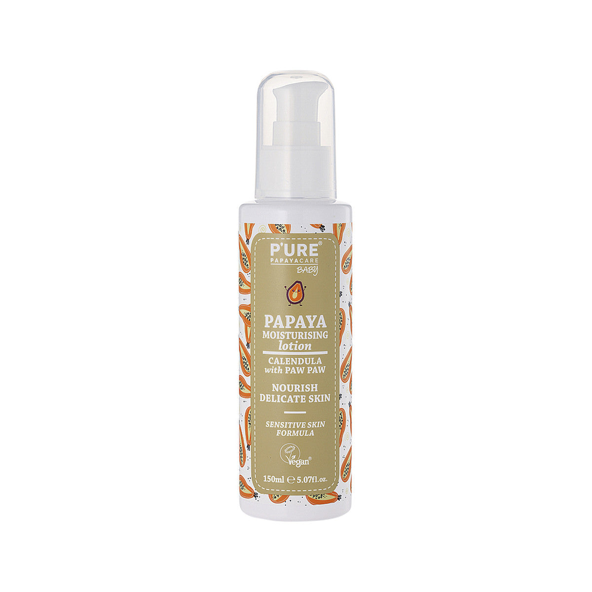 image of P'URE Papayacare Baby Papaya Moisturising Lotion (Calendula with Paw Paw) 150ml on white background