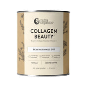 image of Nutra Organics Collagen Beauty (For Coffee) with Bioactive Collagen Peptides + Vitamin C Vanilla 225g on white background