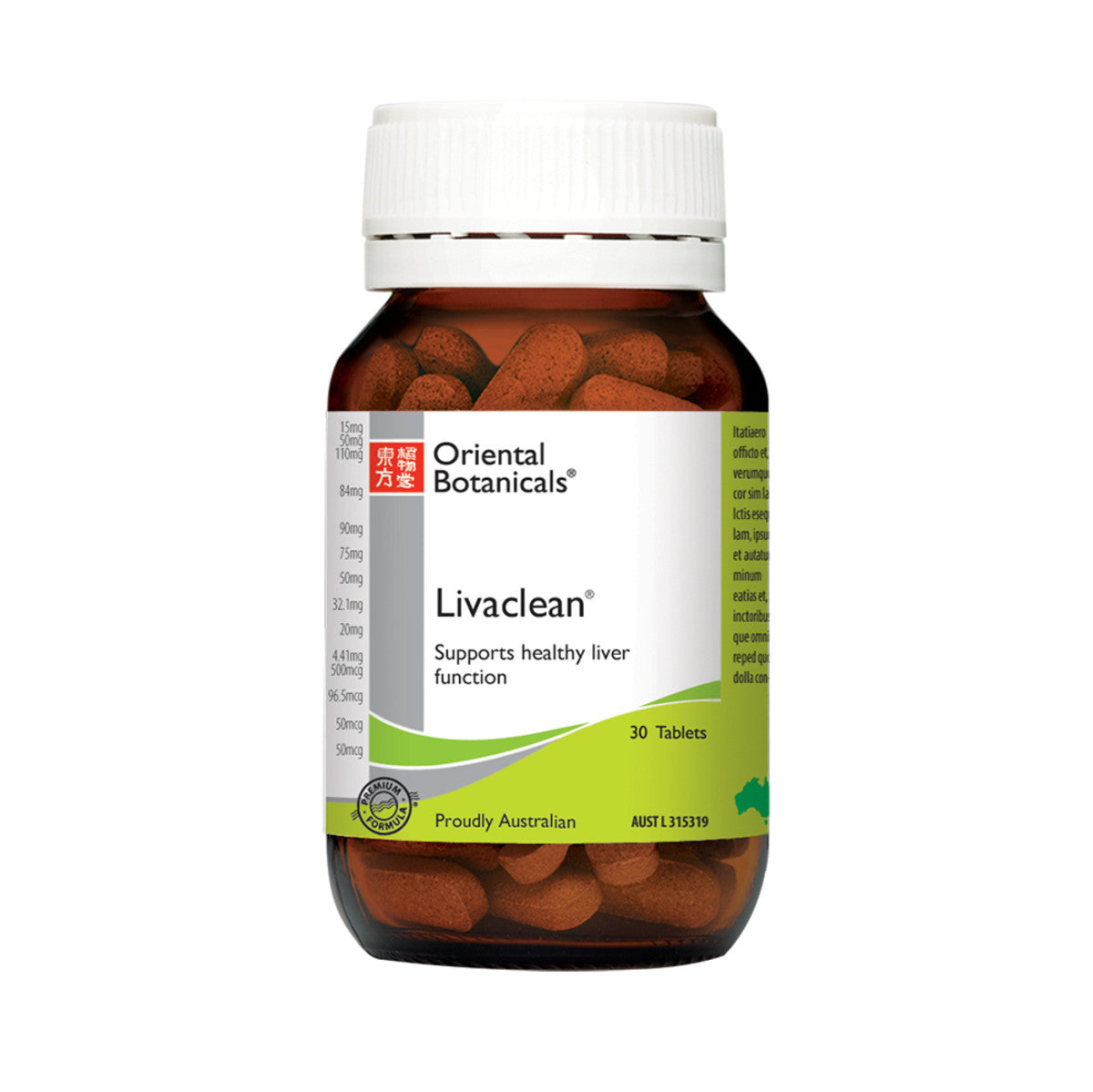 image of Oriental Botanicals Livaclean 30t on white background 