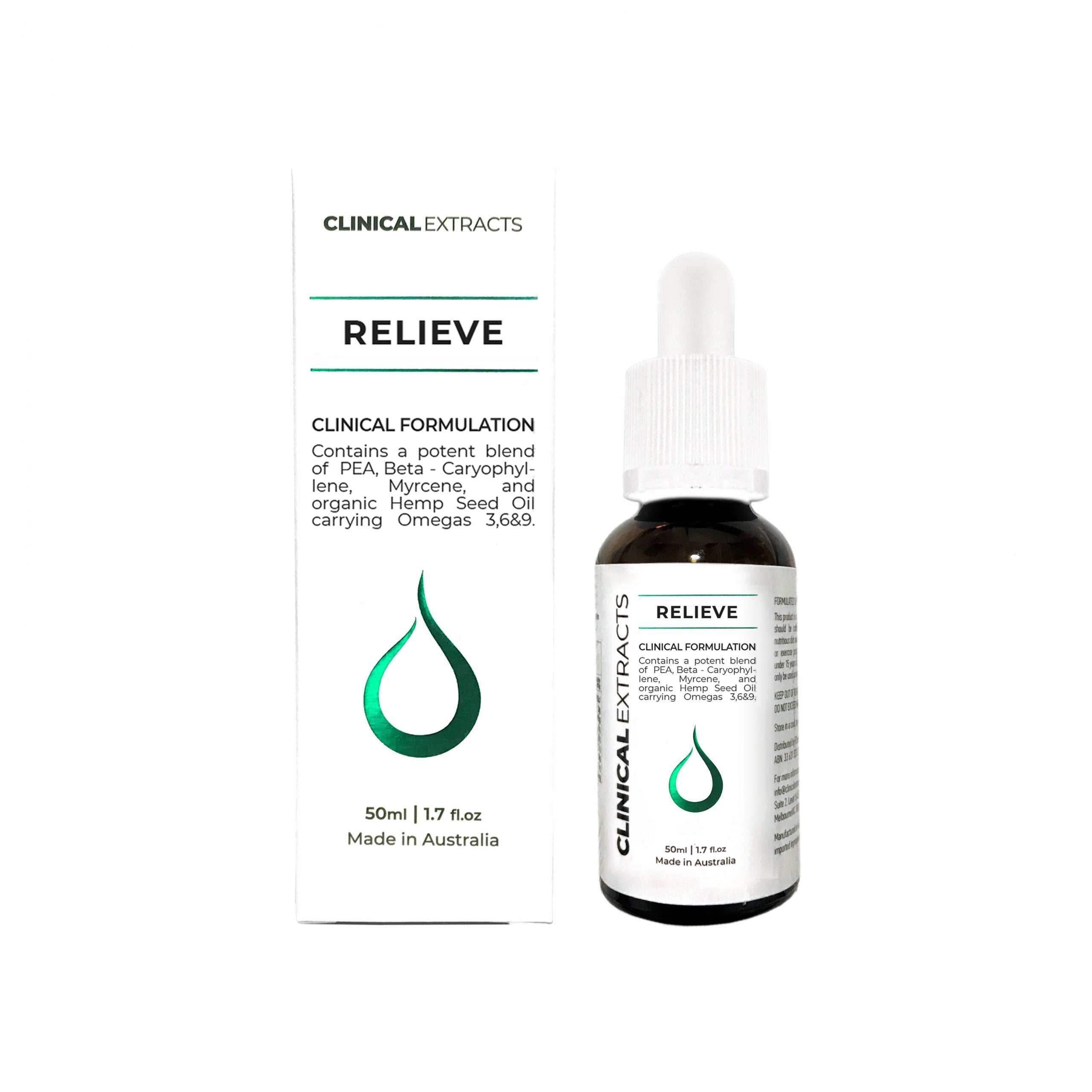 image of Clinical Extracts Relieve 50ml with white background  