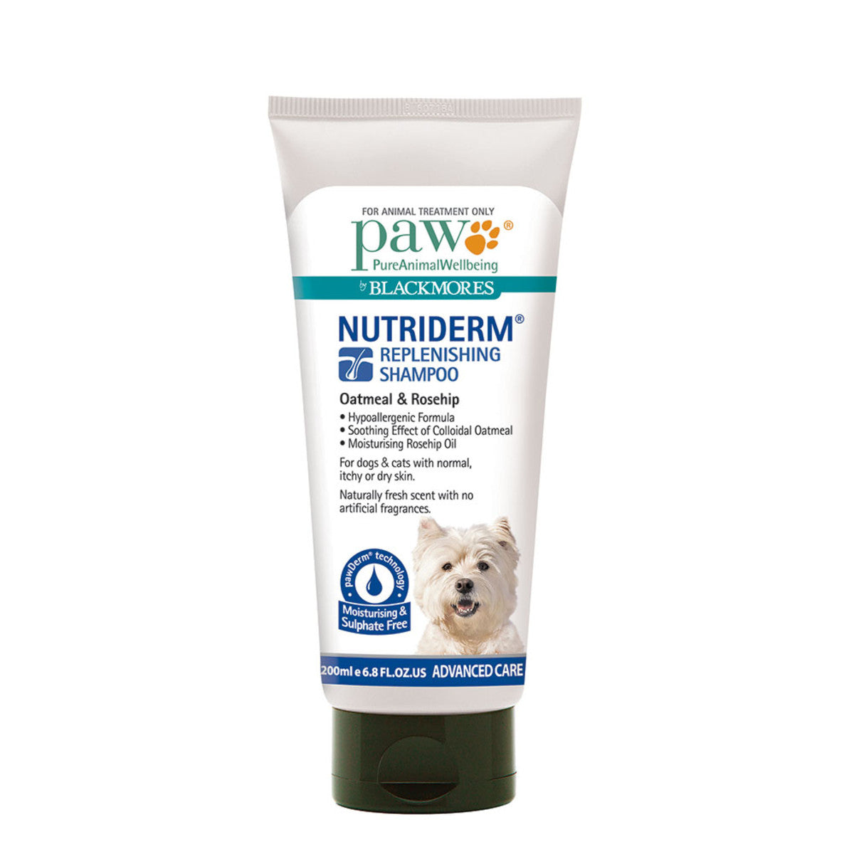 image of PAW by Blackmores NutriDerm Replenishing Shampoo Oatmeal & Ceramides 200ml on white background 