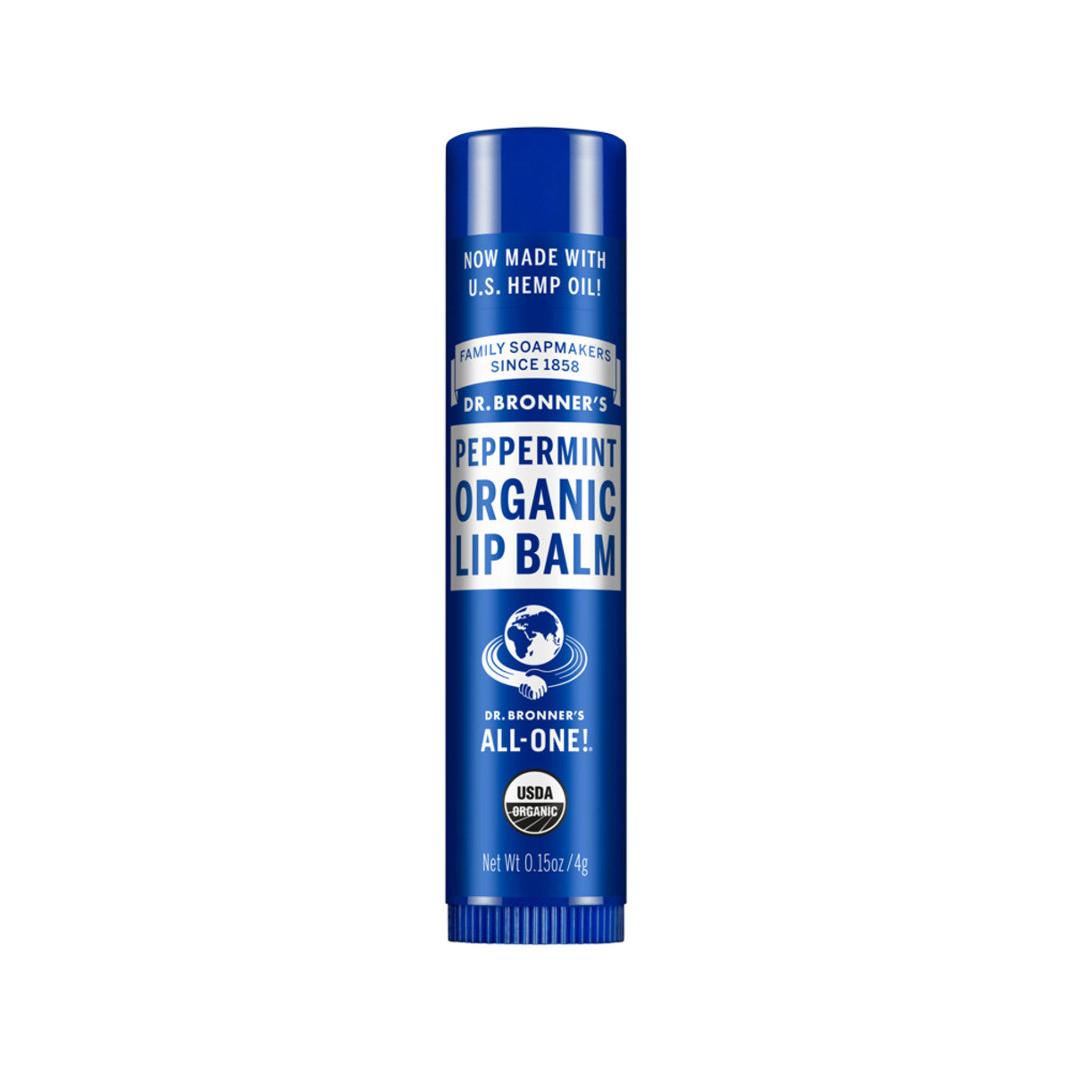 image of Dr. Bronner's Organic Lip Balm 4g peppermint on white background 