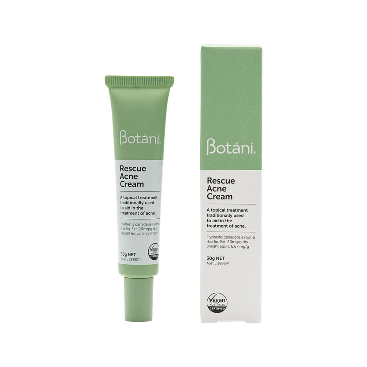image of Botani Rescue Acne Cream 30g on white background 