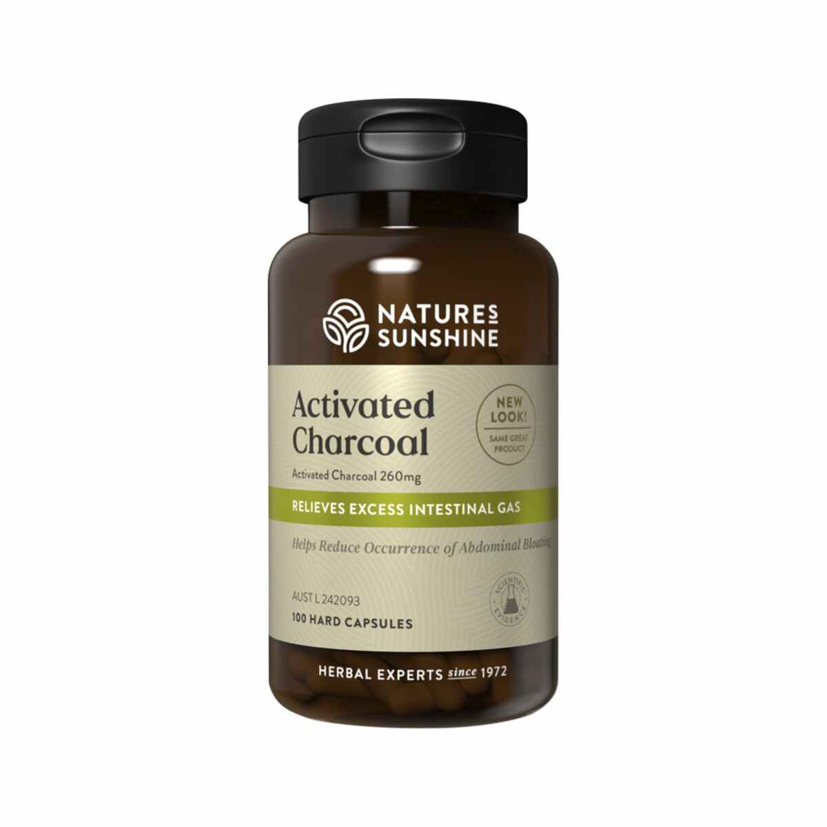 image of Nature's Sunshine Activated Charcoal 260mg 100c with white background
