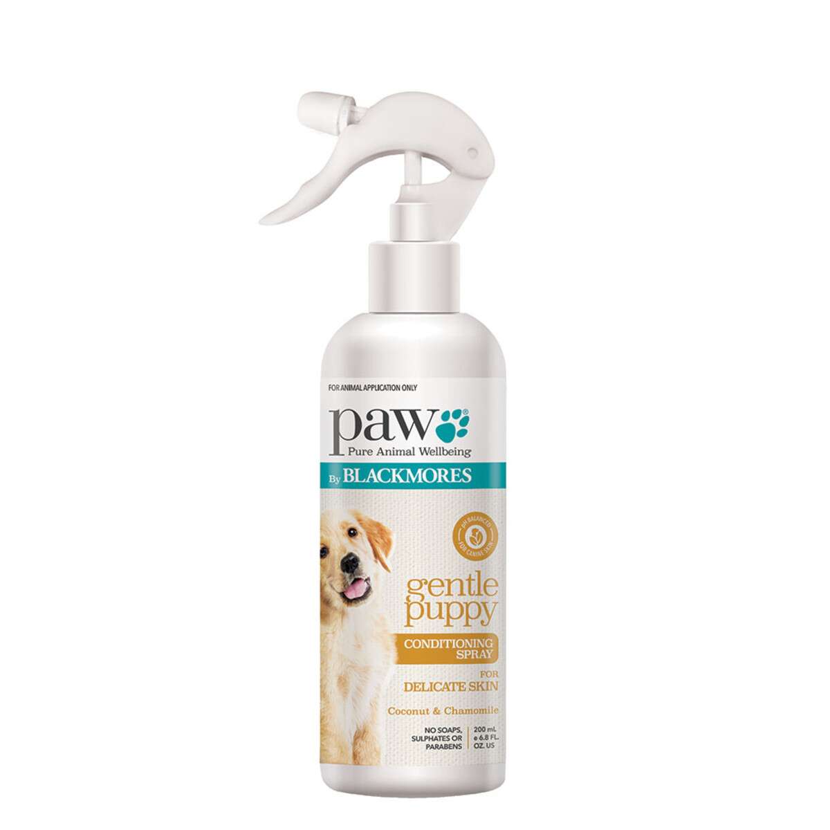 image of PAW Gentle Puppy Conditioning Spray Coconut & Chamomile 200ml on white background 