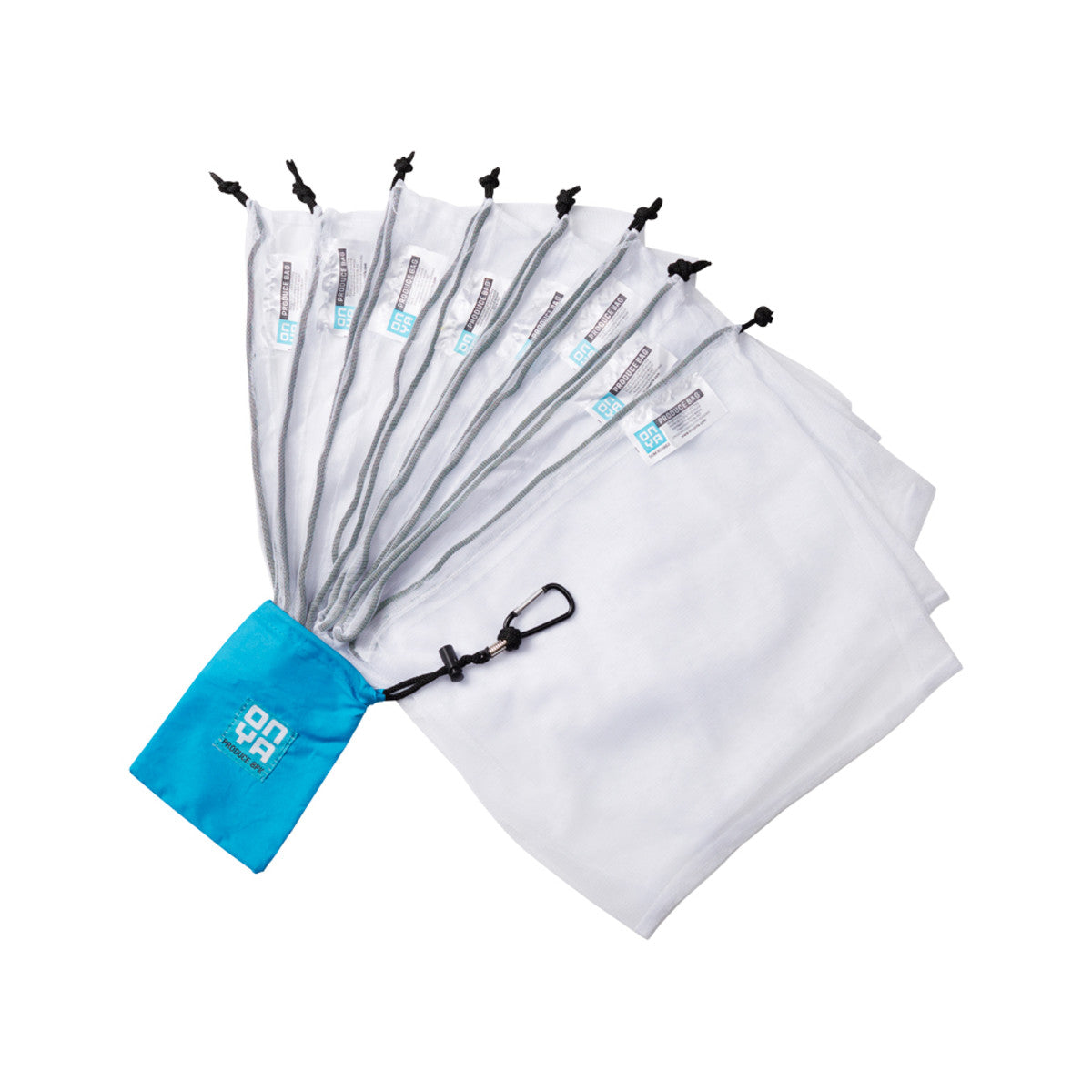 image of Onya Reusable Produce Bags Turquoise x 8 pack on white background 