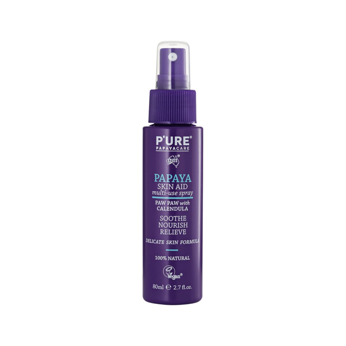 image of P'URE Papayacare Papaya Skin Aid Multi-Use Spray (Paw Paw with Calendula) 80ml with white background