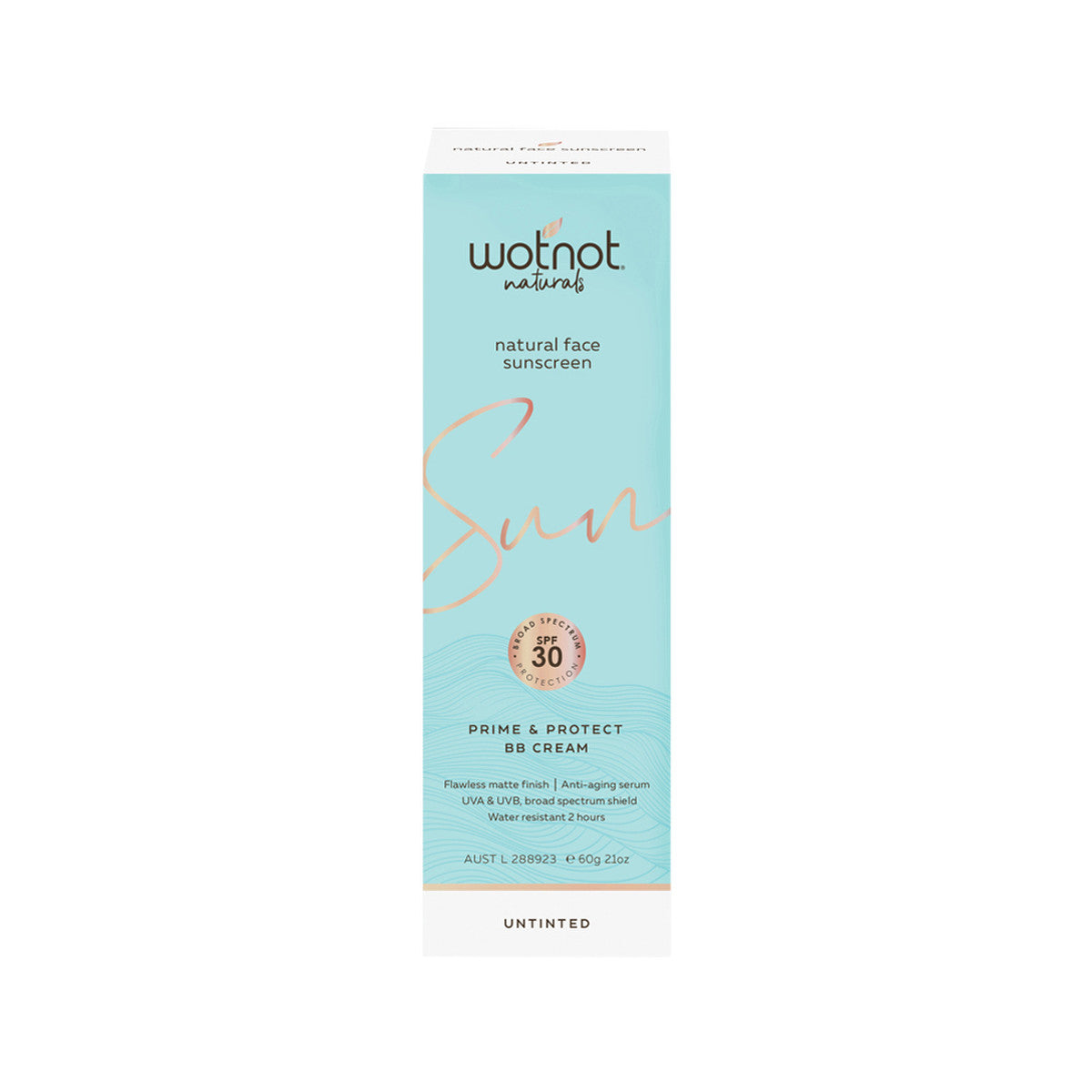 image of Wotnot Natural Face Sunscreen SPF 30 (Prime & Protect) Untinted BB Cream 60g o white background