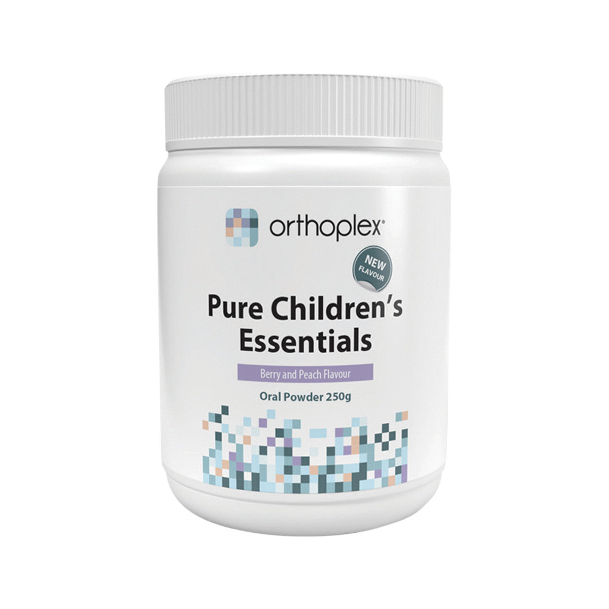 image of Orthoplex White Pure Children's Essentials Berry & Peach Oral Powder 250g on white background 
