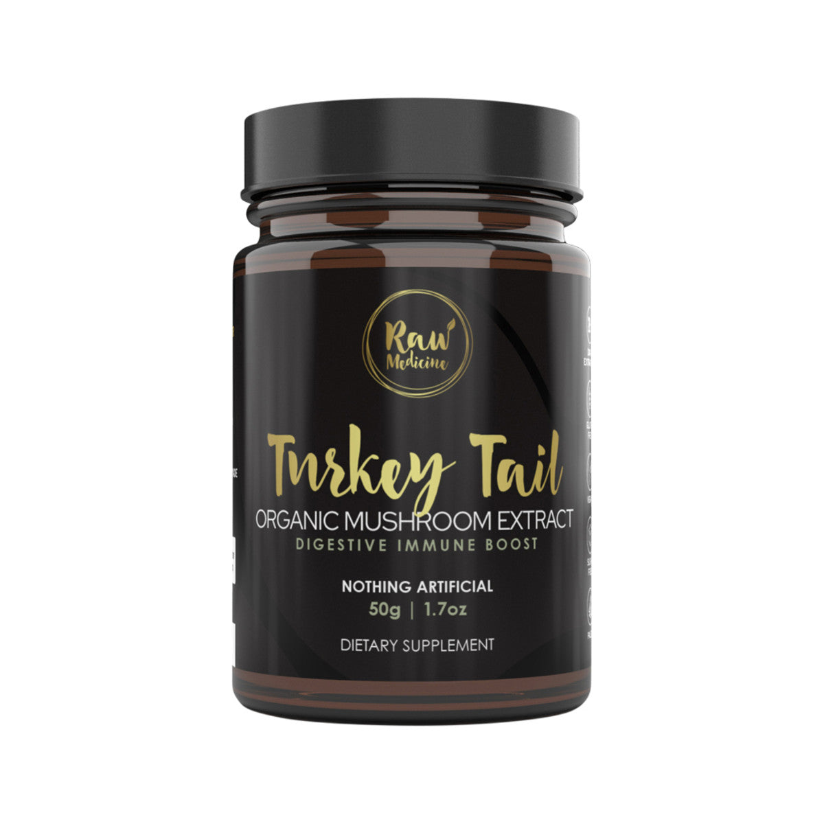 image of Raw Medicine Organic Mushroom Extract Turkey Tail 50g on white background