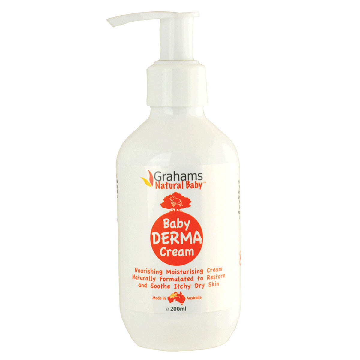 image of Grahams Natural Baby Derma Cream 200ml on white background 