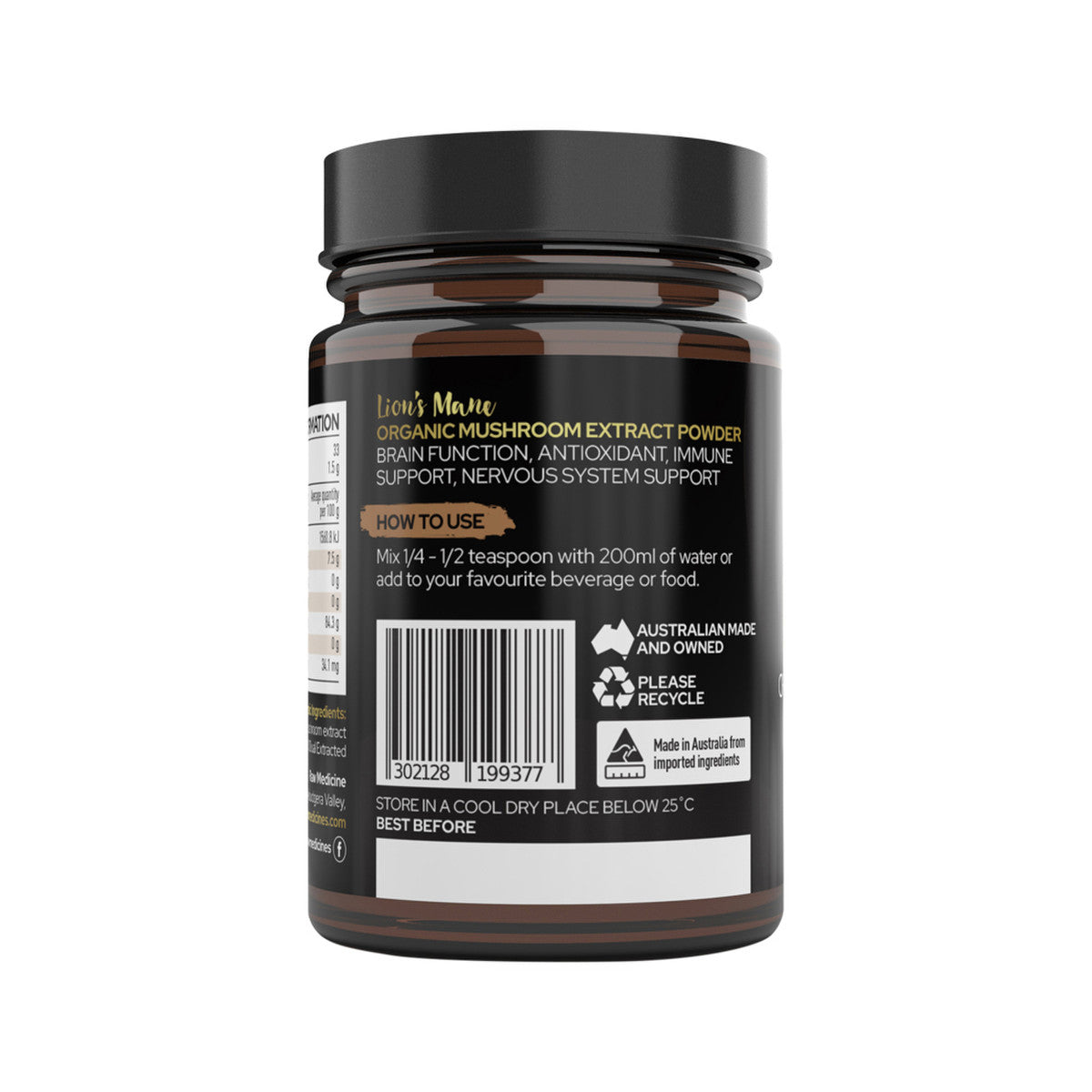 image of Raw Medicine Organic Mushroom Extract Lion's Mane 50g on white background