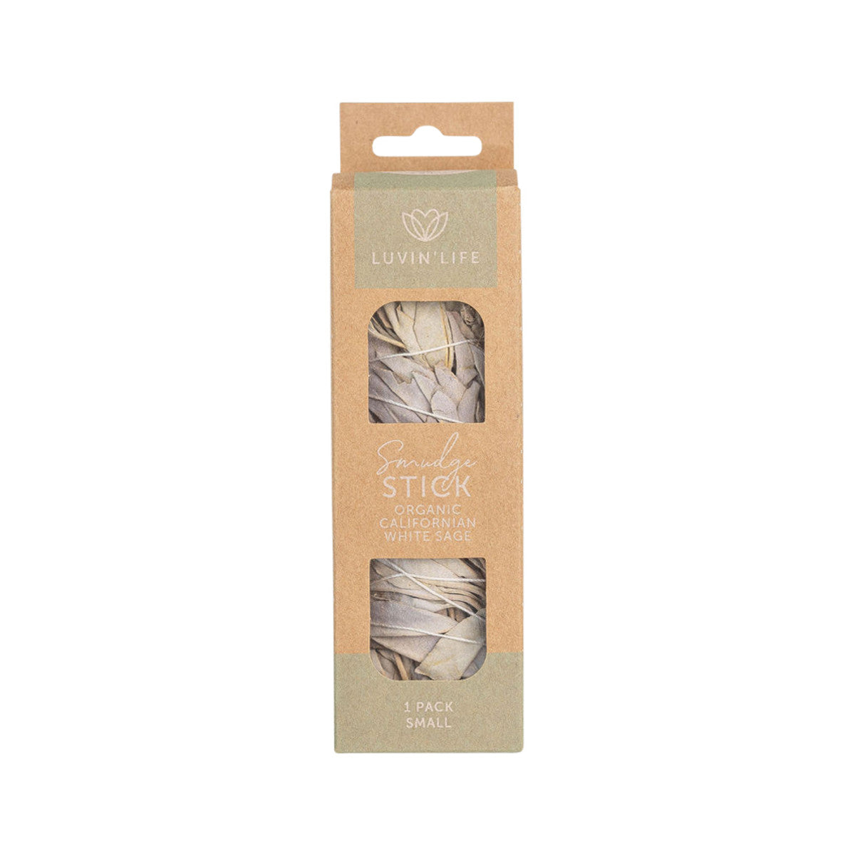 image of Luvin' Life Organic Californian White Sage Smudge Stick small on white background