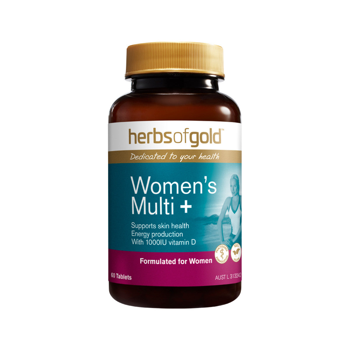 image of Herbs of Gold Women's Multi + 60t on white background 