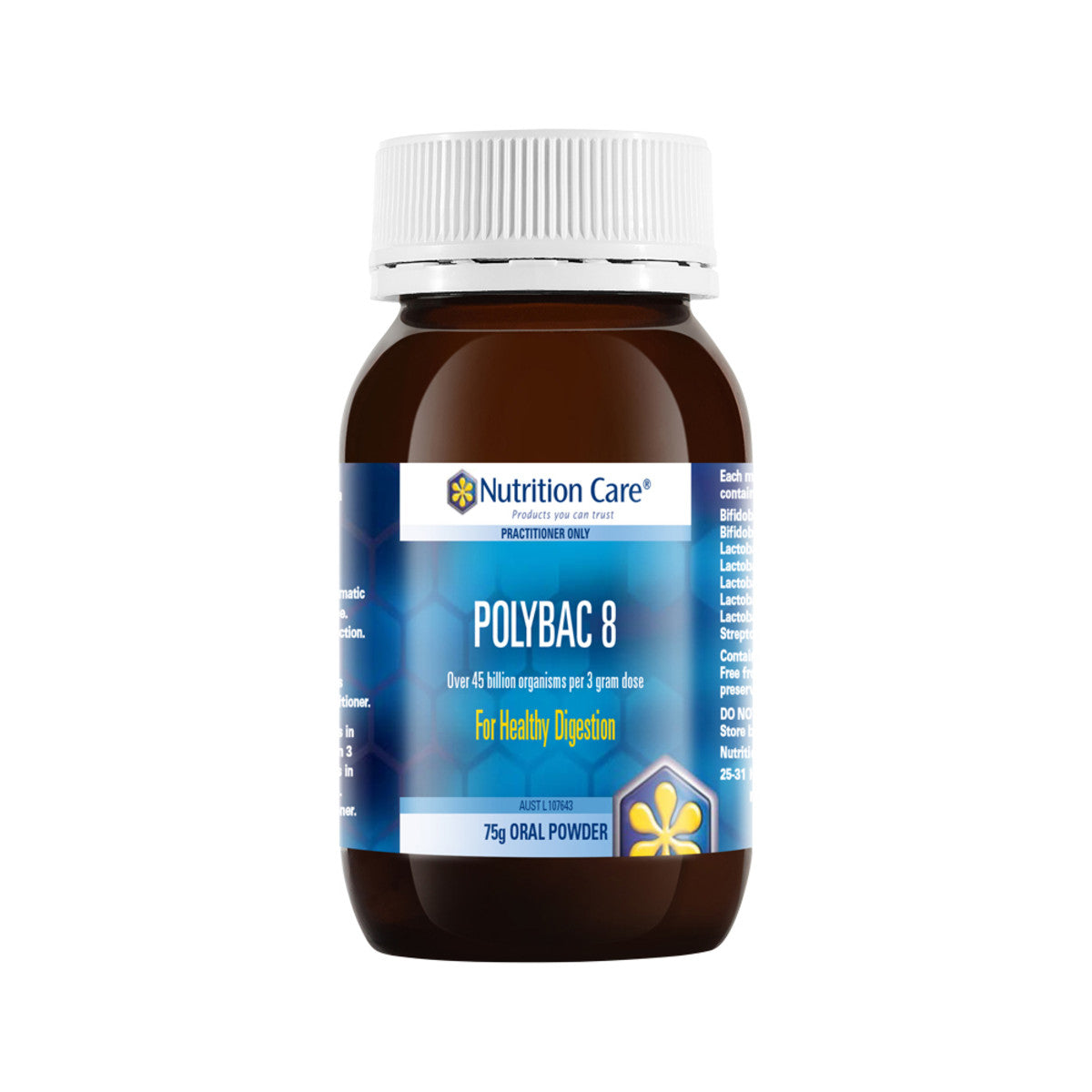 image of Nutrition Care Polybac 8 Oral Powder 75g on white background 