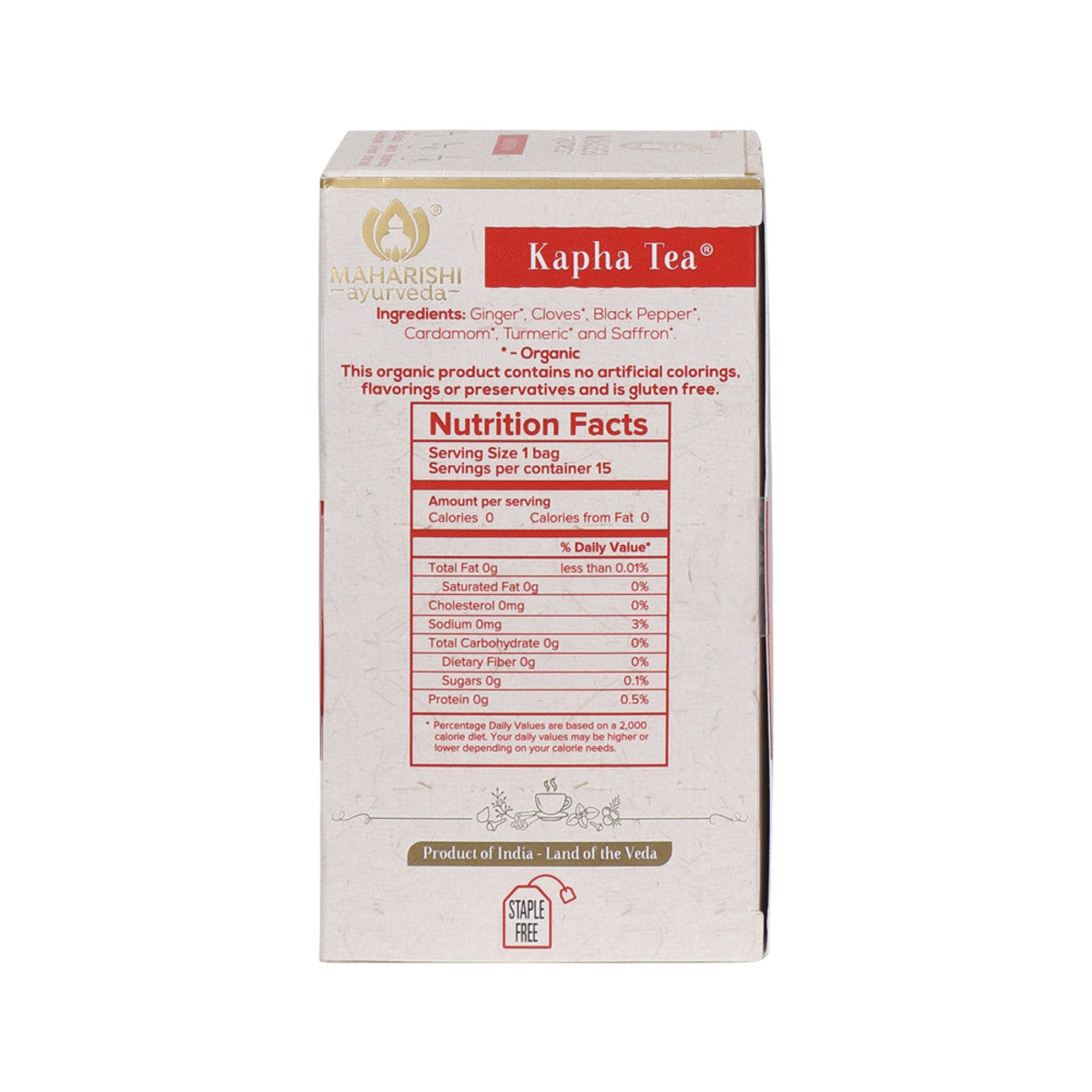 image of Maharishi Ayurveda Organic Kapha Tea x 15 Tea Bags (22.5g) on white background 