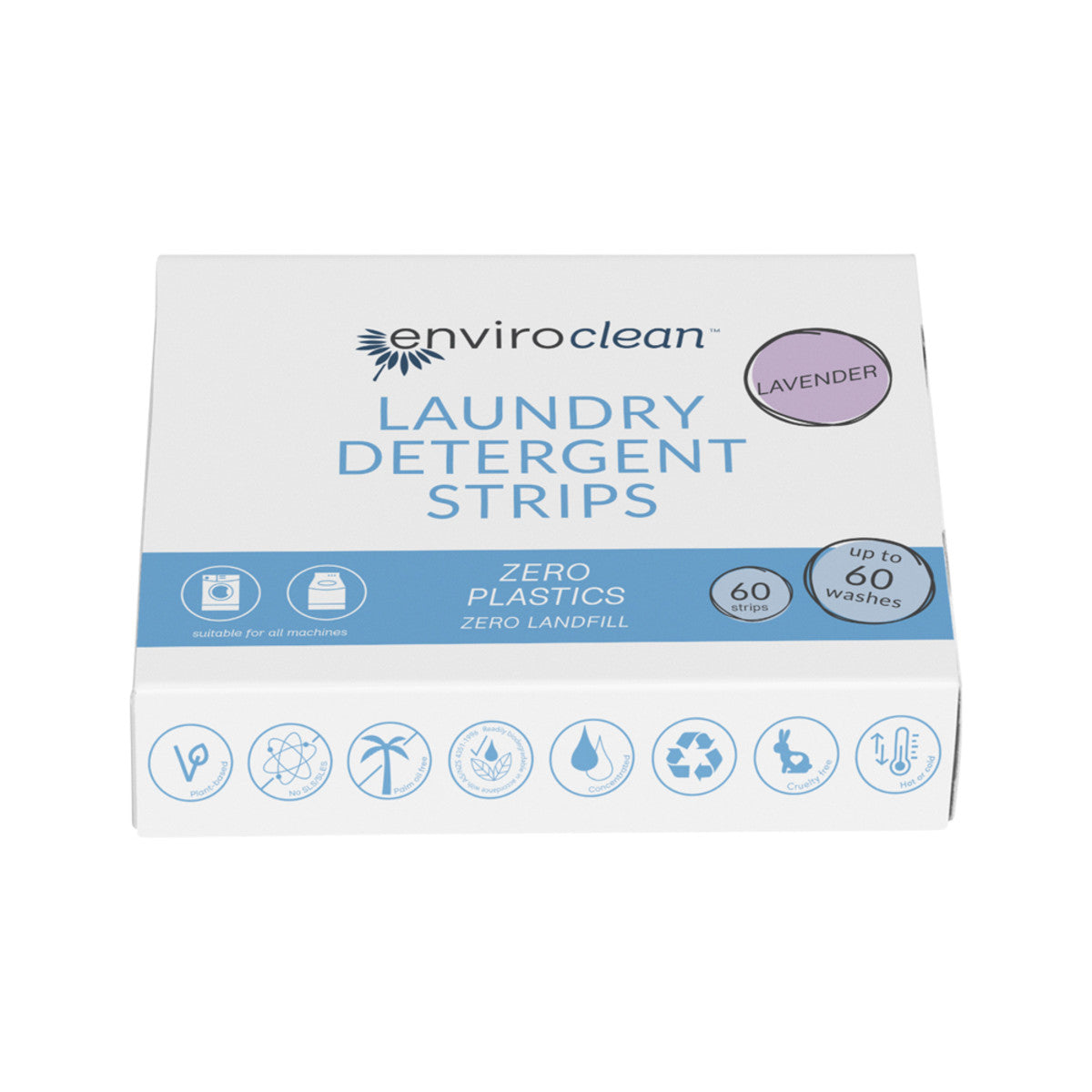 image of EnviroClean Laundry Detergent Strips Lavender x 60 Pack on white background